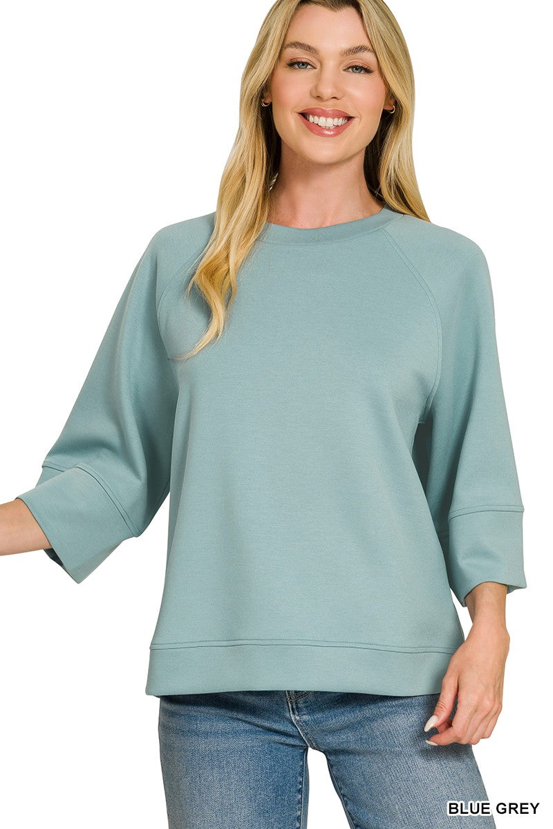 Weekend Ease Top - Blue Grey Tops Zenana