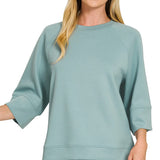 Weekend Ease Top - Blue Grey Tops Zenana