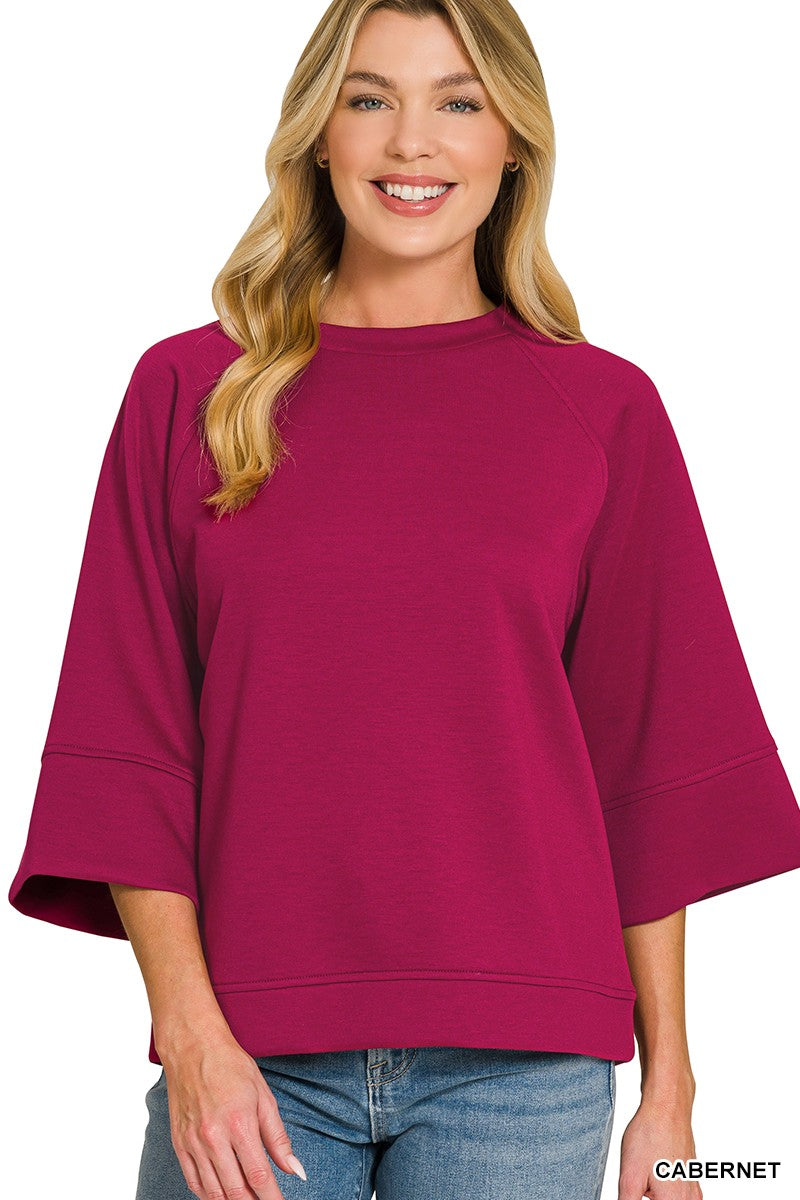 Weekend Ease Top - Cabernet Tops Zenana