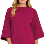 Weekend Ease Top - Cabernet Tops Zenana
