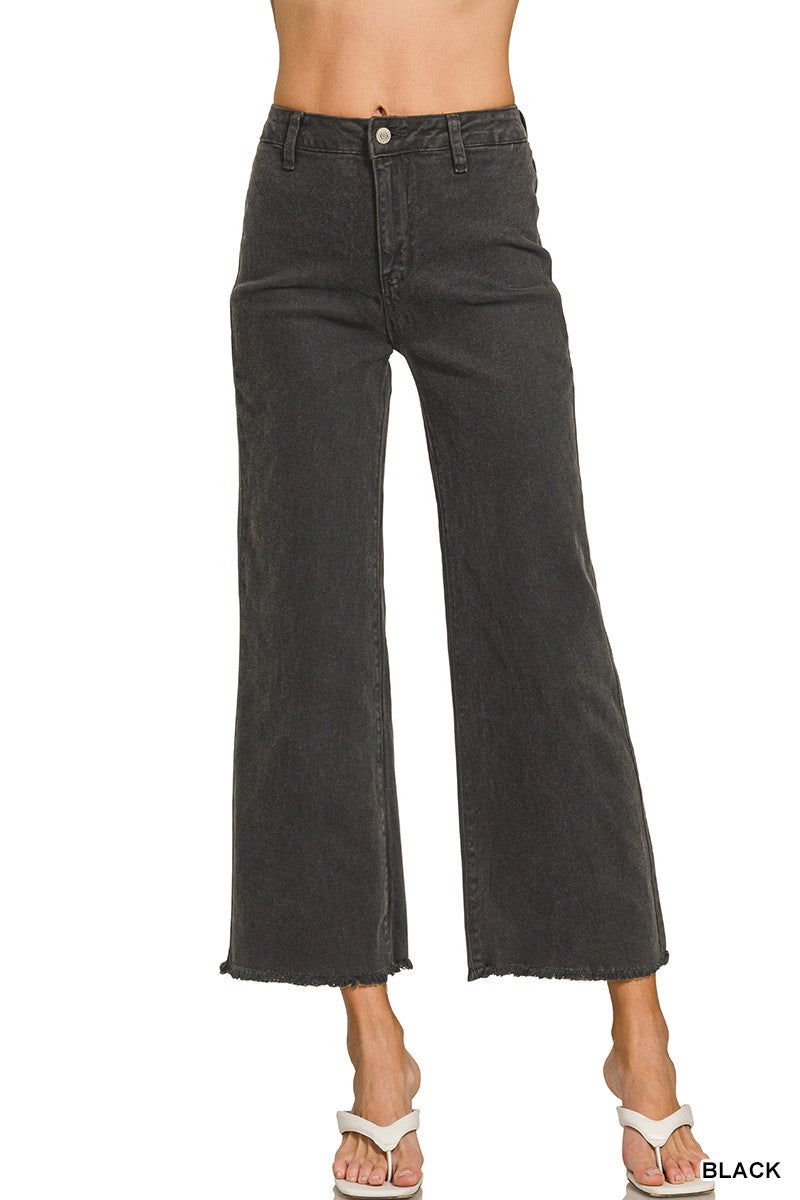 Weekend Wide Crop Pants - Black Jeans Zenana