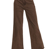 Weekend Wide Crop Pants - Espresso Jeans Zenana