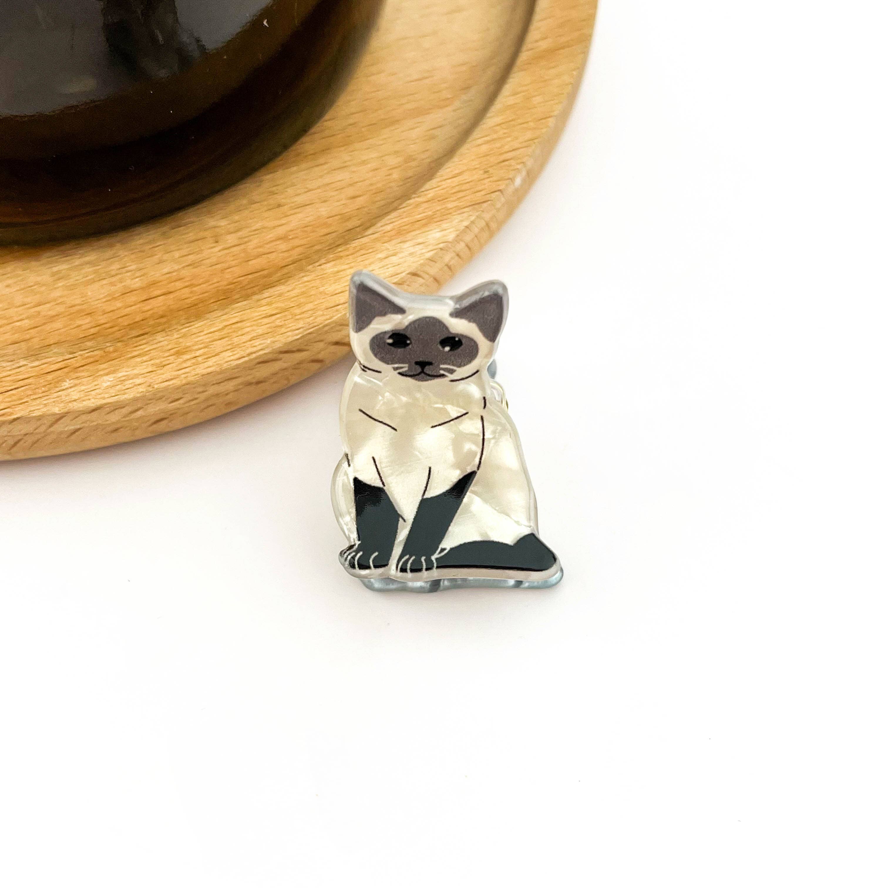 Mini Cat Hair Claw Clip - Black/White Hair Accessories TheDivaSoap