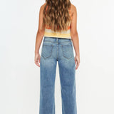 Girls Raw Edge Wide Leg Jeans - Medium