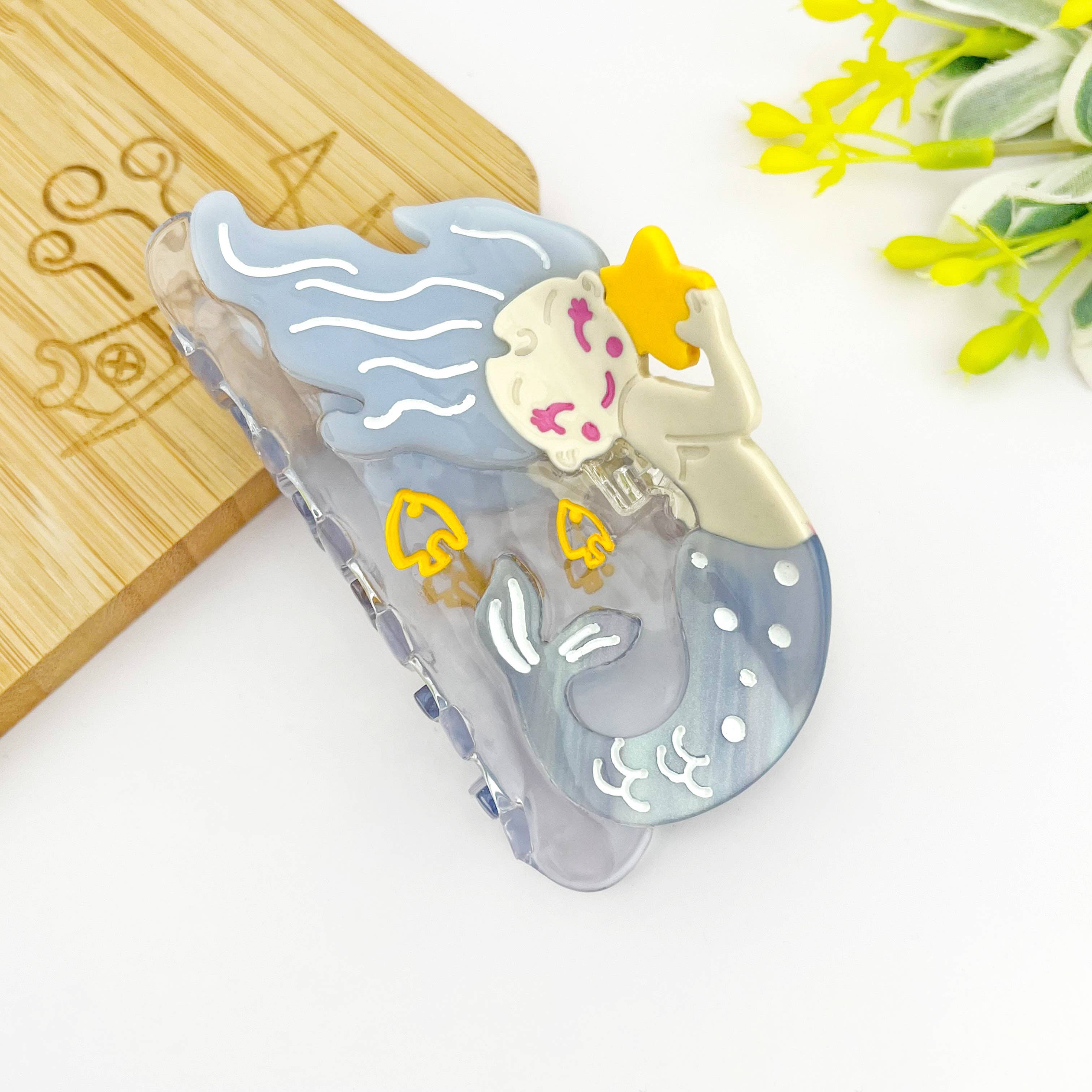 Elegant Mermaid Hair Claw Clip, Summer Beach Vacation Clip: Green Hair Accessories TheDivaSoap