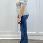 Alexandra Puff Sleeve Sweater - Heather Mocha - Sugar Babies Children's Boutique/Meg's Shoppe