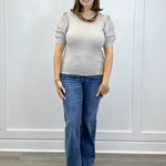 Alexandra Puff Sleeve Sweater - Heather Mocha - Sugar Babies Children's Boutique/Meg's Shoppe