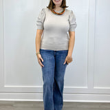 Alexandra Puff Sleeve Sweater - Heather Mocha - Sugar Babies Children's Boutique/Meg's Shoppe