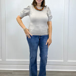 Alexandra Puff Sleeve Sweater - Heather Mocha - Sugar Babies Children's Boutique/Meg's Shoppe