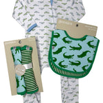 Alligator Pie Print Zip Footie - Light Blue Baby Sleepwear Magnolia Baby