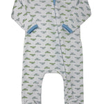 Alligator Pie Print Zip Footie - Light Blue Baby Sleepwear Magnolia Baby
