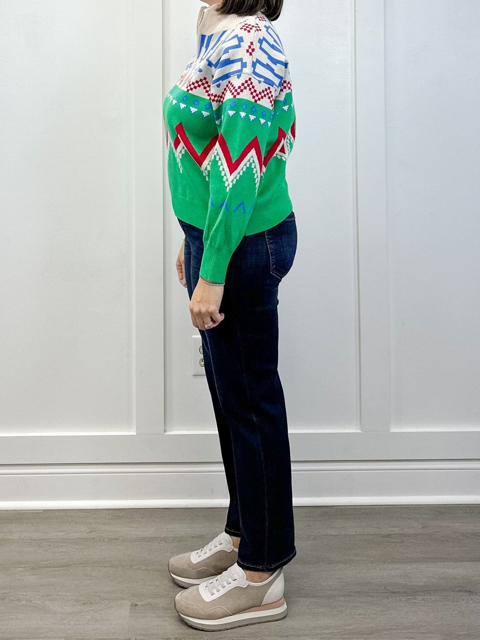 Alpine Joy Zip Sweater - Bright Green Sweaters &Merci