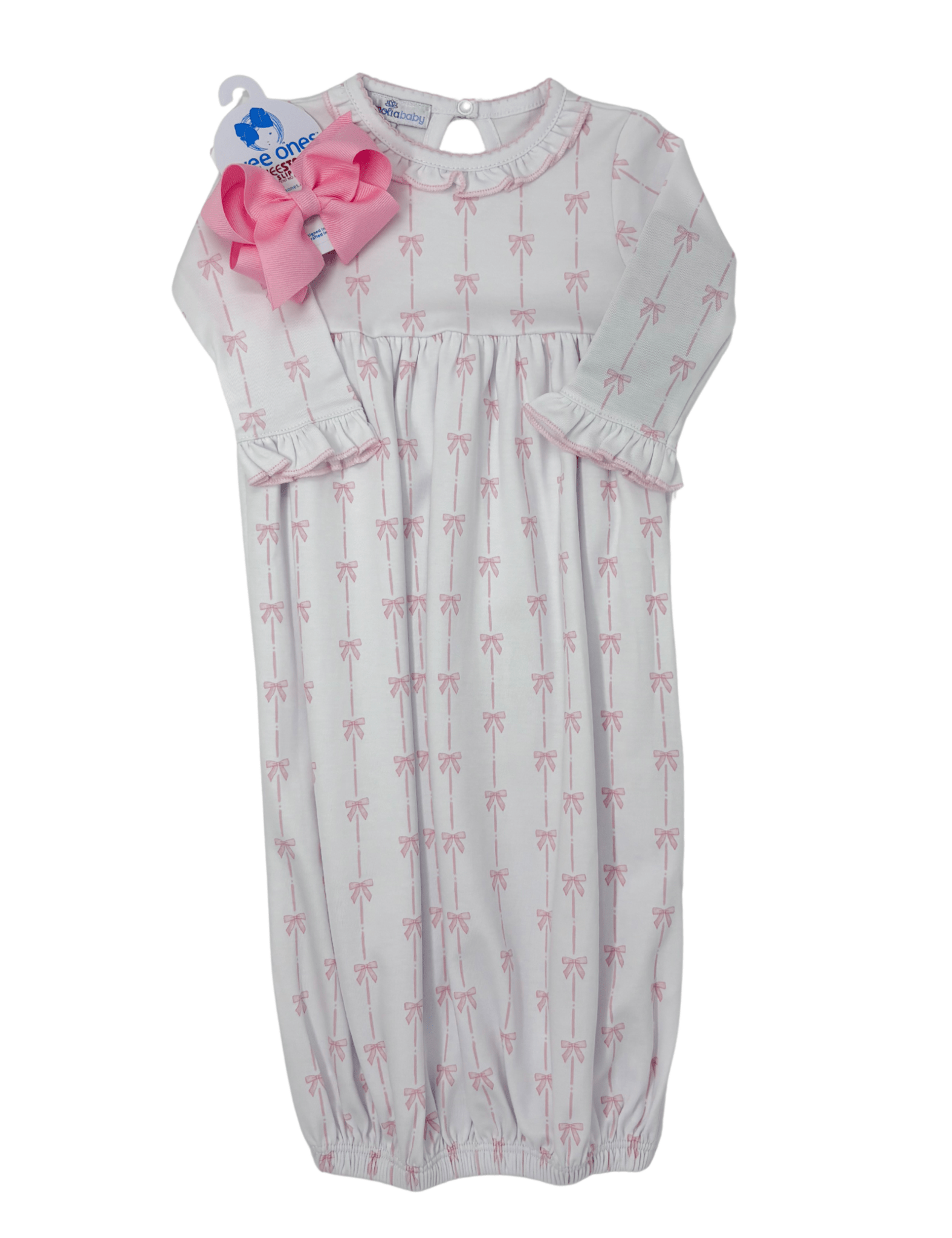 Amelia's Classics Pink Ruffle Gathered Gown Baby Sleepwear Magnolia Baby