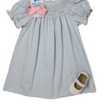 Anastasia Light Blue Knit Bishop Girls Occasion Dresses Petit Bebe
