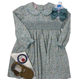 Andrea Dress - Blue Liberty Floral Girls Occasion Dresses Petit Bebe