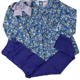 Anita Top - Brookline Blossoms Blue Girls Tops + Tees Bisby