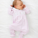 Anna Smocked Collared Footie - Pink Baby Sleepwear Magnolia Baby