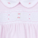 Anna Smocked Collared Footie - Pink Baby Sleepwear Magnolia Baby