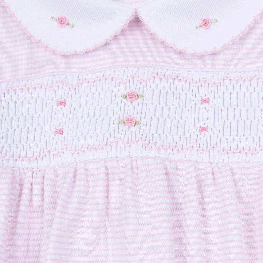 Anna Smocked Collared Footie - Pink Baby Sleepwear Magnolia Baby