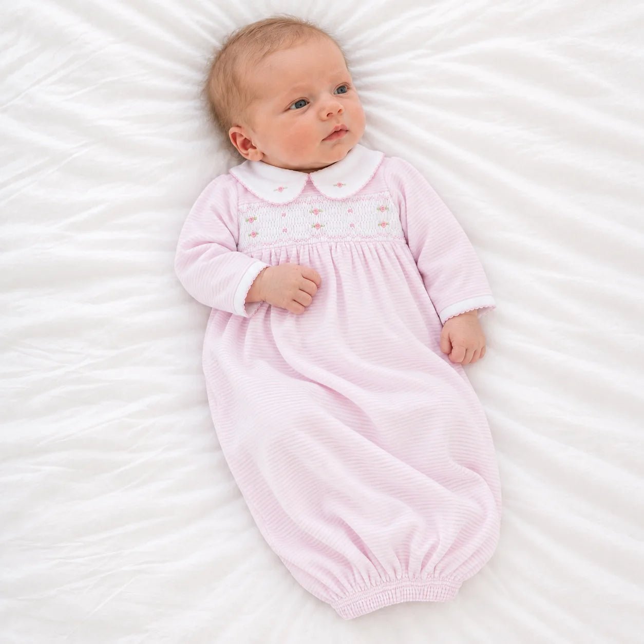 Anna Smocked Collared Gown - Pink Baby Sleepwear Magnolia Baby