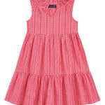 Annika Dress - Red Stitched Gingham Girls Play Dresses Duffield Lane