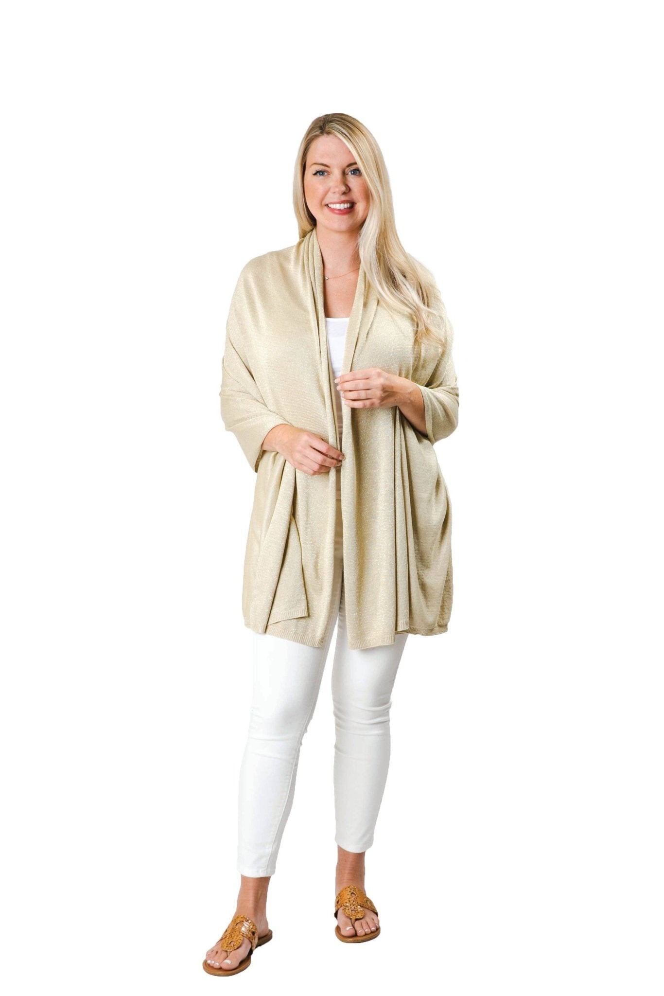 Ari Metallic Bamboo Shawl - Metallic Gold Outerwear Top It Off