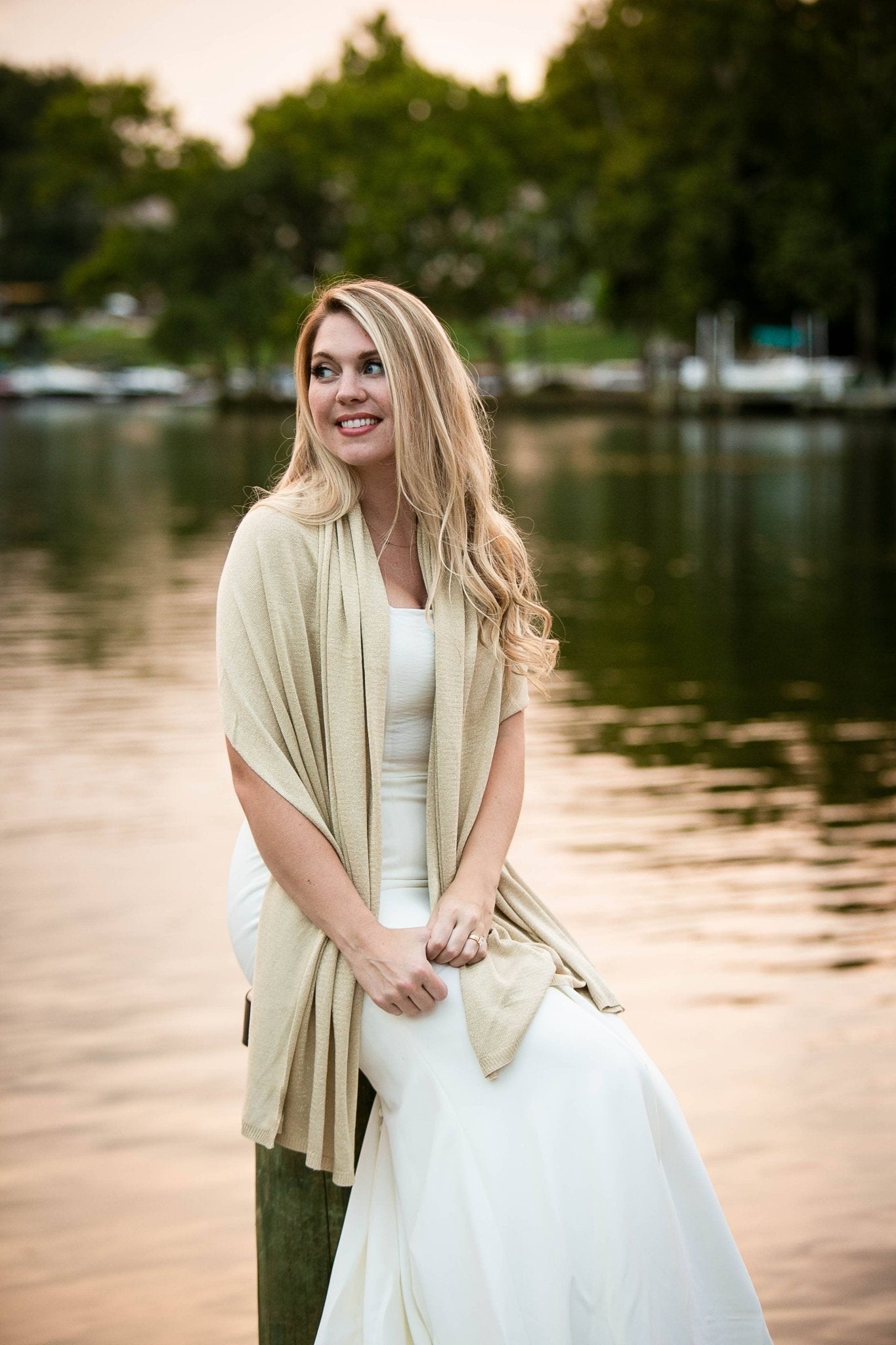 Ari Metallic Bamboo Shawl - Metallic Gold Outerwear Top It Off