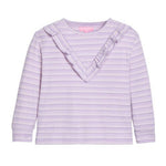 Aspen Tee - Lavender Sparkle Stripe - Sugar Babies Children's Boutique/Meg's Shoppe