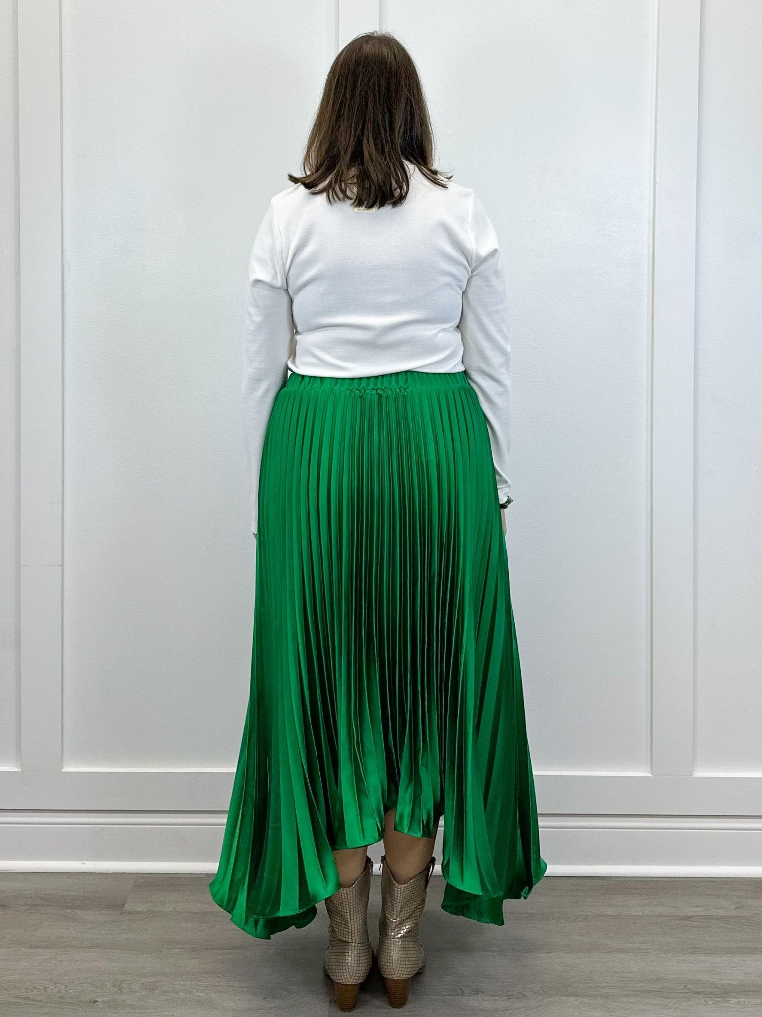 Asymmetrical Midi Skirt - Emerald Green Skirts FATE