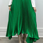 Asymmetrical Midi Skirt - Emerald Green Skirts FATE