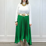 Asymmetrical Midi Skirt - Emerald Green Skirts FATE