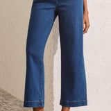 Audrey Hugging Wide Crop Denim - Faded Blue Jeans Tribal