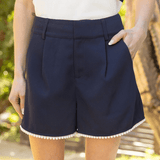 Audrey Pearl Trimmed Short - Navy Shorts Voy