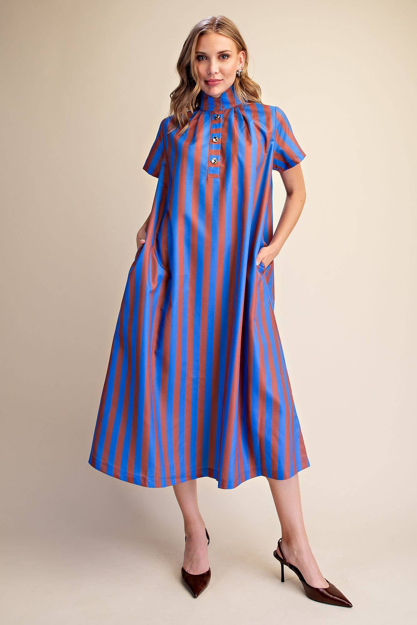 Autumn Avenue Striped Midi Dress