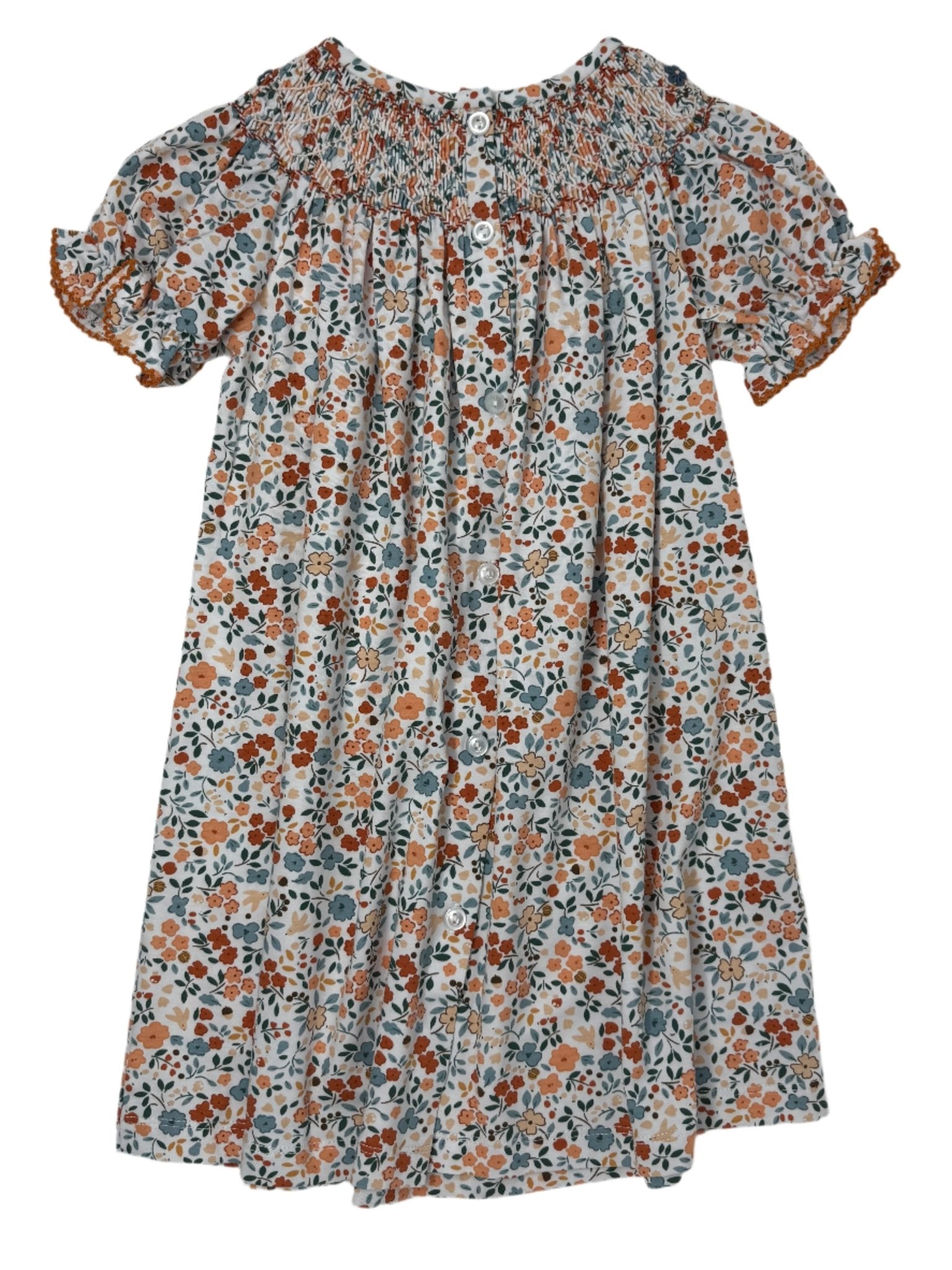 Autumn Blooms Smocked Geo Bishop Girls Occasion Dresses Banana Split