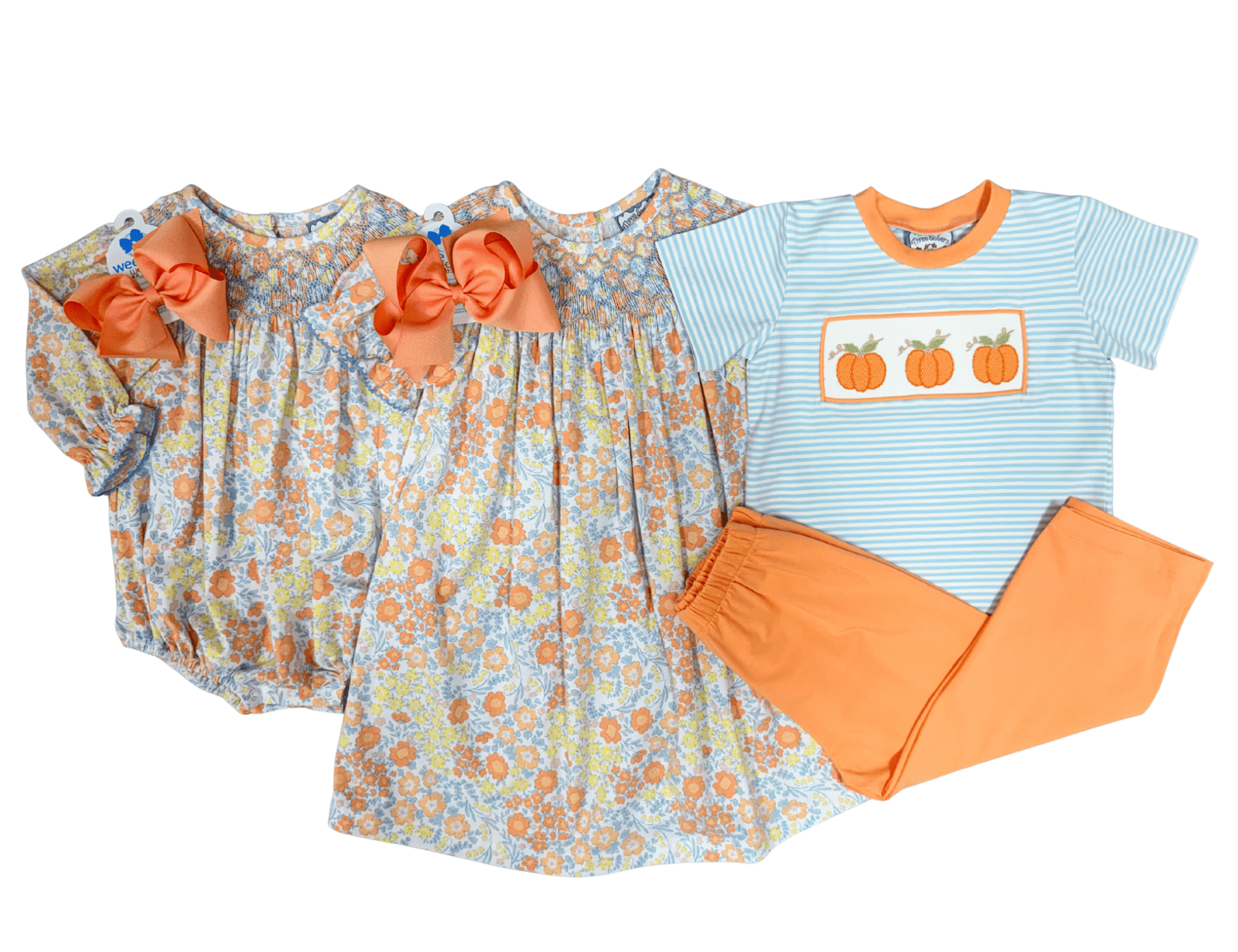 Autumn Breeze Smocked Geo Bishop Girls Occasion Dresses Three Sisters