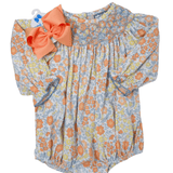 Autumn Breeze Smocked Geo Bubble Girls Bubbles + Rompers Three Sisters