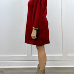 Autumn L/S Dress - Burgundy Short Dresses Jodifl