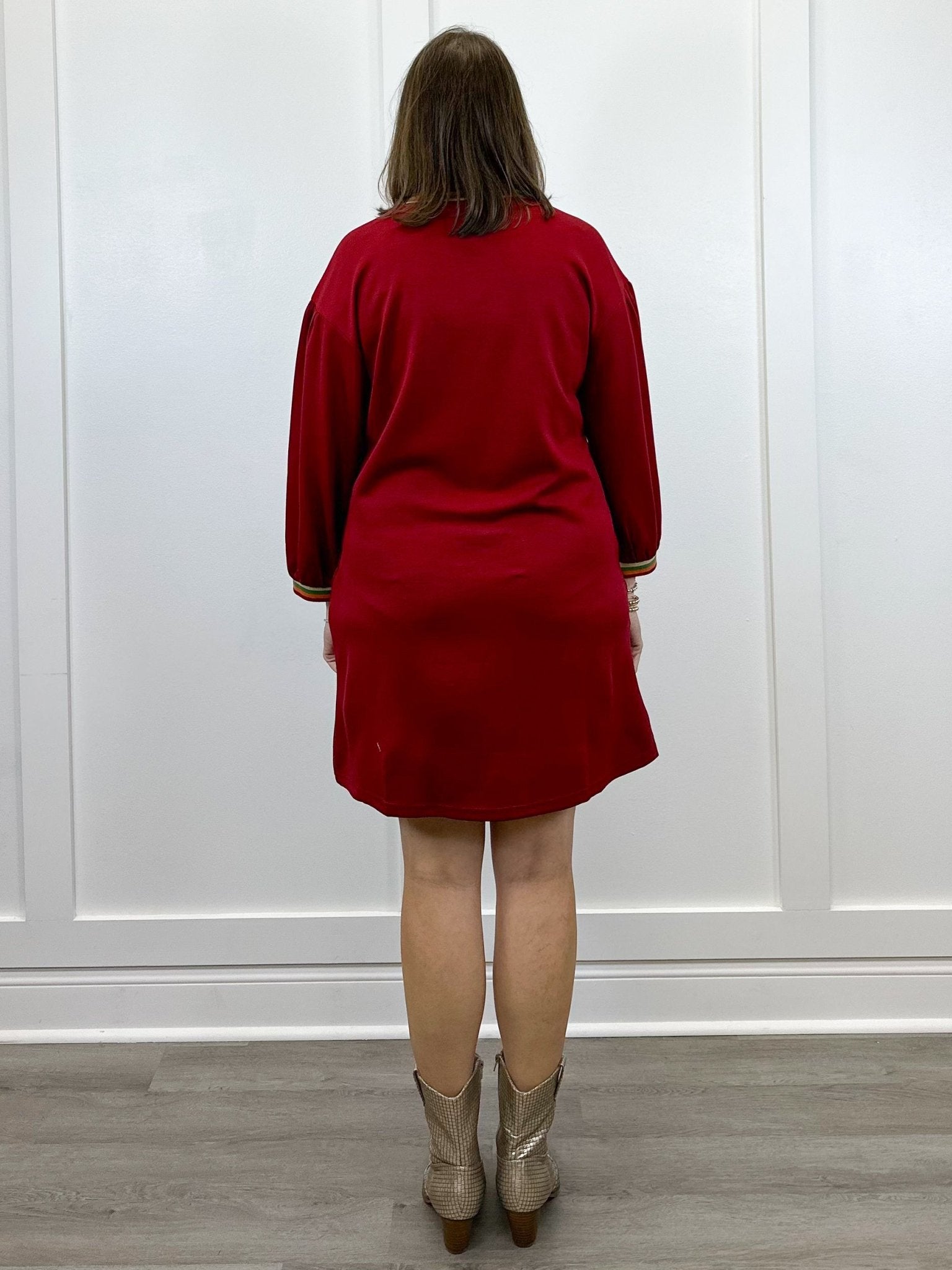 Autumn L/S Dress - Burgundy Short Dresses Jodifl