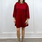 Autumn L/S Dress - Burgundy Short Dresses Jodifl