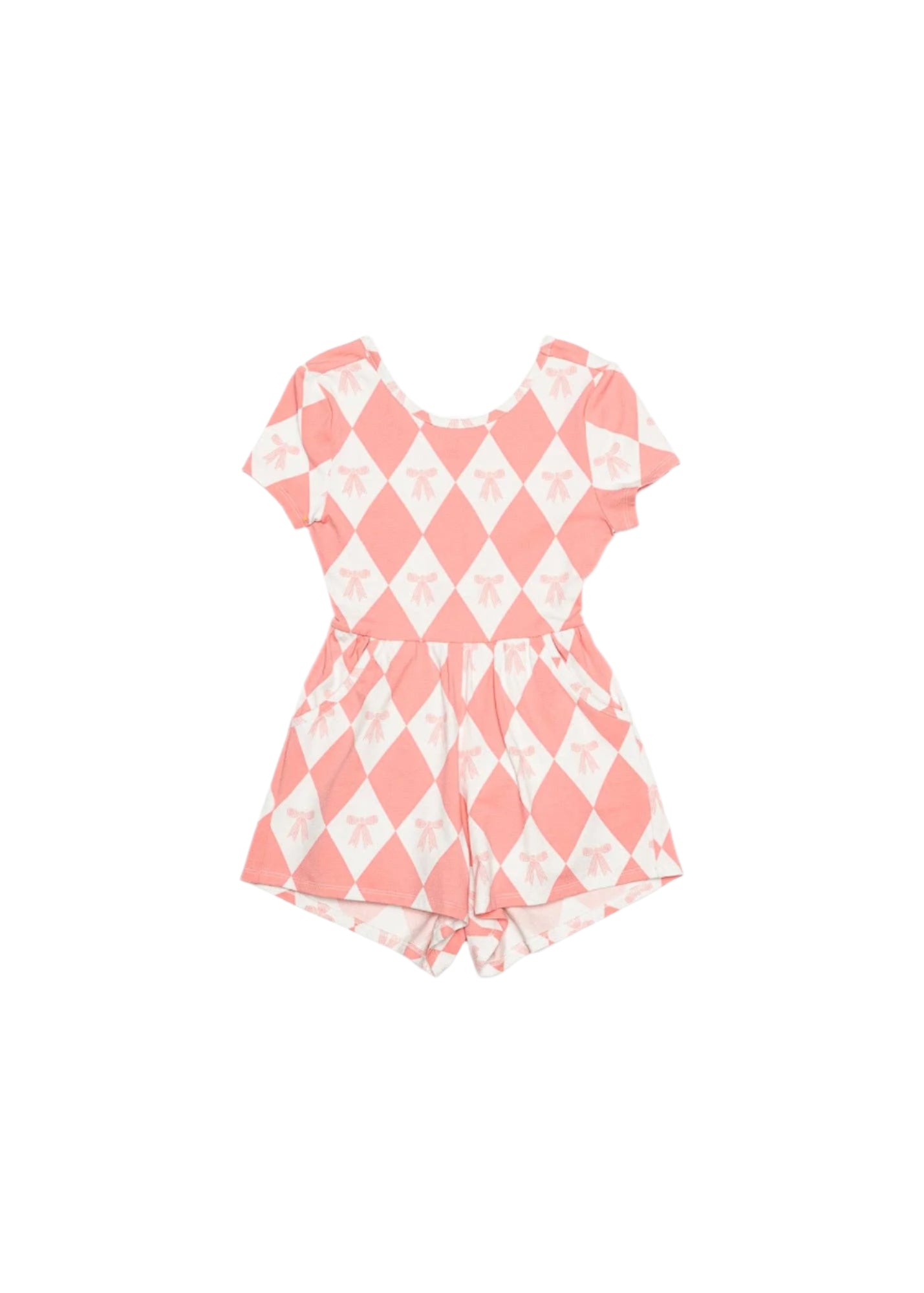 Baby Bow Romper - Flamingo Pink Girls Bubbles + Rompers Finding Foxtale