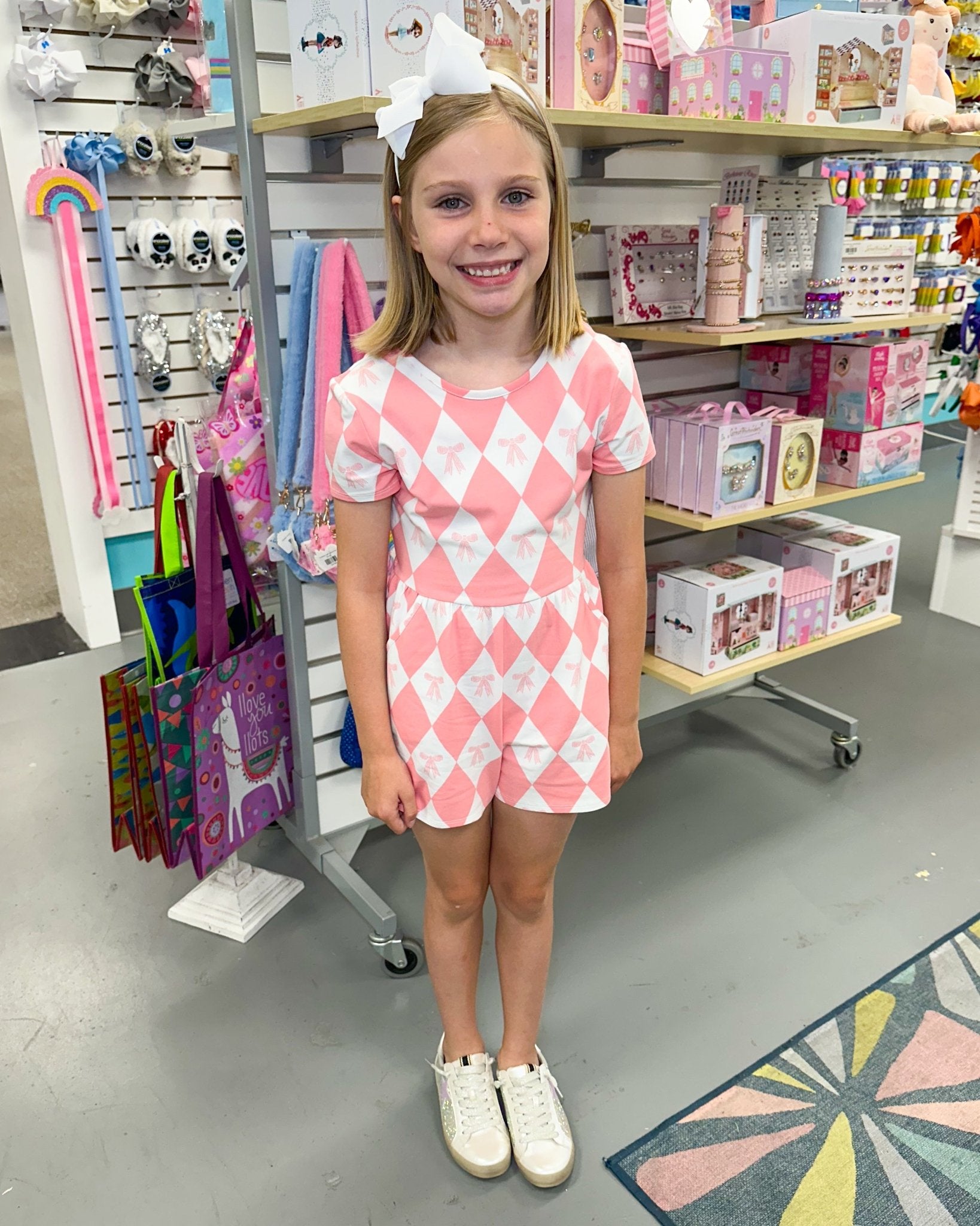 Baby Bow Romper - Flamingo Pink Girls Bubbles + Rompers Finding Foxtale