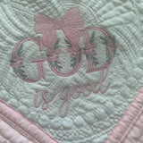 Baby Medallion Quilt Baby Accessories Oriental Products White with Pink Trim - God is Good