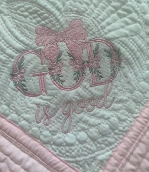 Baby Medallion Quilt Baby Accessories Oriental Products White with Pink Trim - God is Good