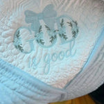 Baby Medallion Quilt Baby Accessories Oriental Products White with Blue Trim - God is Good