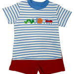 Backyard Bugs Boys T-Shirt - Blue Stripe Boys Tees Claire & Charlie