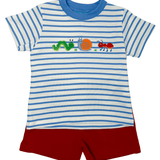Backyard Bugs Boys T-Shirt - Blue Stripe Boys Tees Claire & Charlie