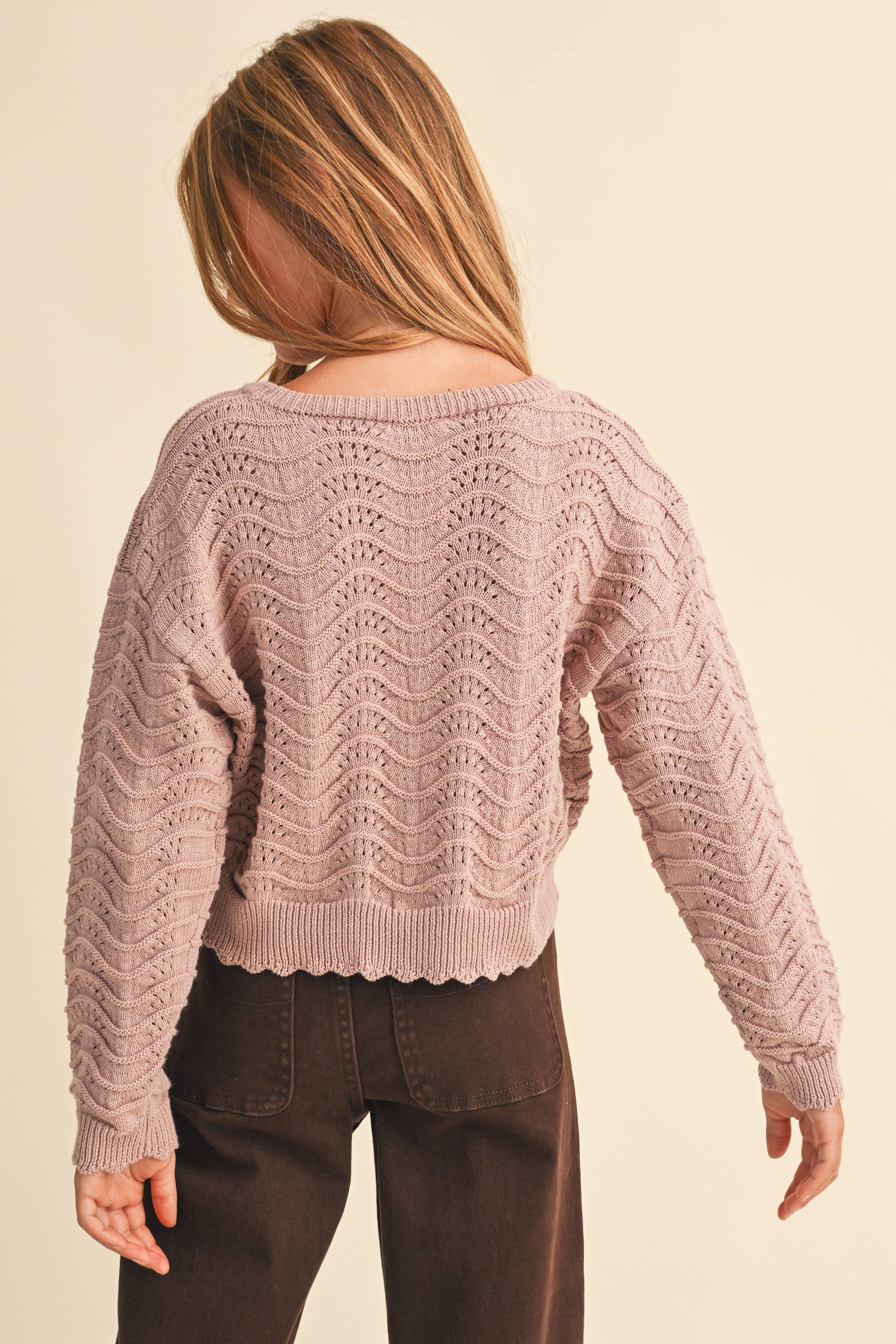 Girls Petal Pointelle Sweater Girls Sweaters + Sweatshirts heart and arrow