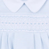Benjamin Smocked Collared Footie - Lt. Blue Baby Sleepwear Magnolia Baby