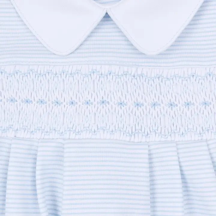 Benjamin Smocked Collared Footie - Lt. Blue Baby Sleepwear Magnolia Baby